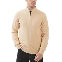 Men's Quarter Zip Sweater Casual Mock Neck Pullover Ribbed Knit Polo Sweater 2