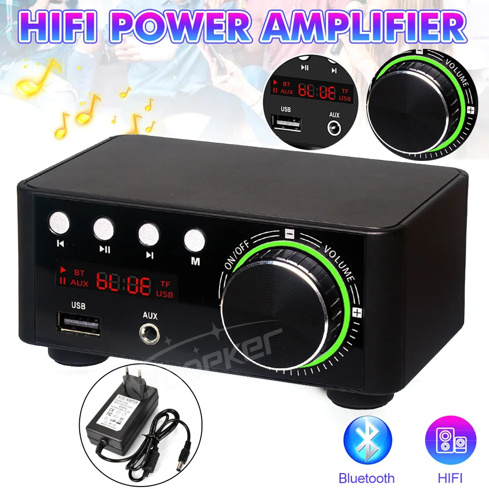 Digital Bluetooth Power Amplifier 50Wx2 Hifi Class D Mini Amp 2.0 Channel Stereo