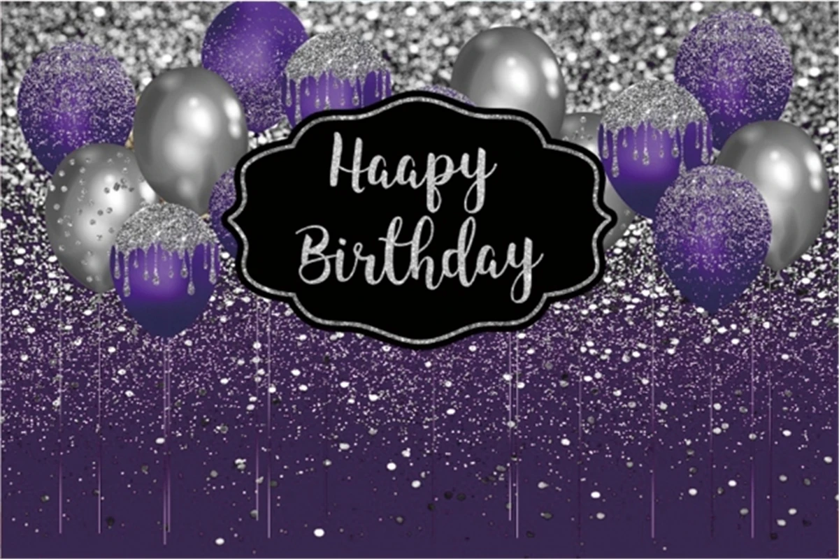 Toile de fond noir et violet pour femmes et filles, ballon doré, fond  Danemark y, tout âge, décoration de fête d'anniversaire, bannière de table  à gâteau - AliExpress