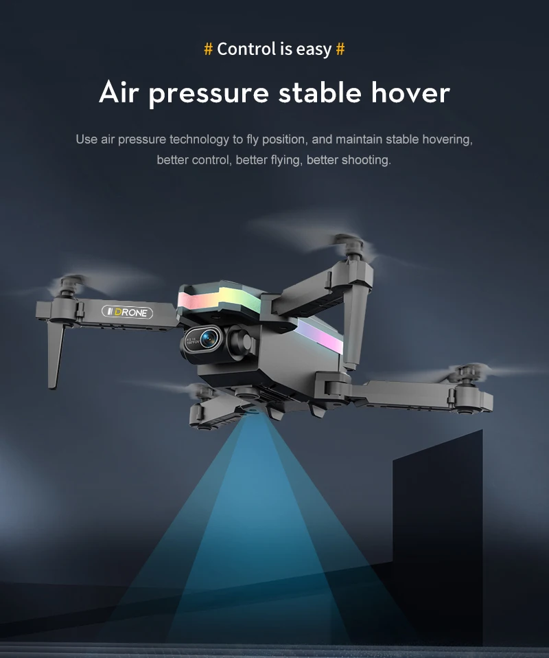 Mini Drone XT8 RC Drone 4KHD Pixel Drone WIFI FPV Air Pressure Fixed Height Colorful LED Light RC Quadcopter RC Toy Gift sony drone