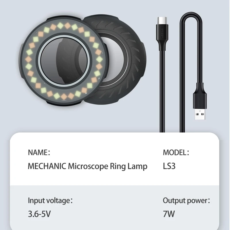 MECHANIC LS3 Microscope Ring Lamp 7W LED Light Source Tricolor Multi Level Ultra Brightness Adjustment Eye Protection Work lamps microscope lamp