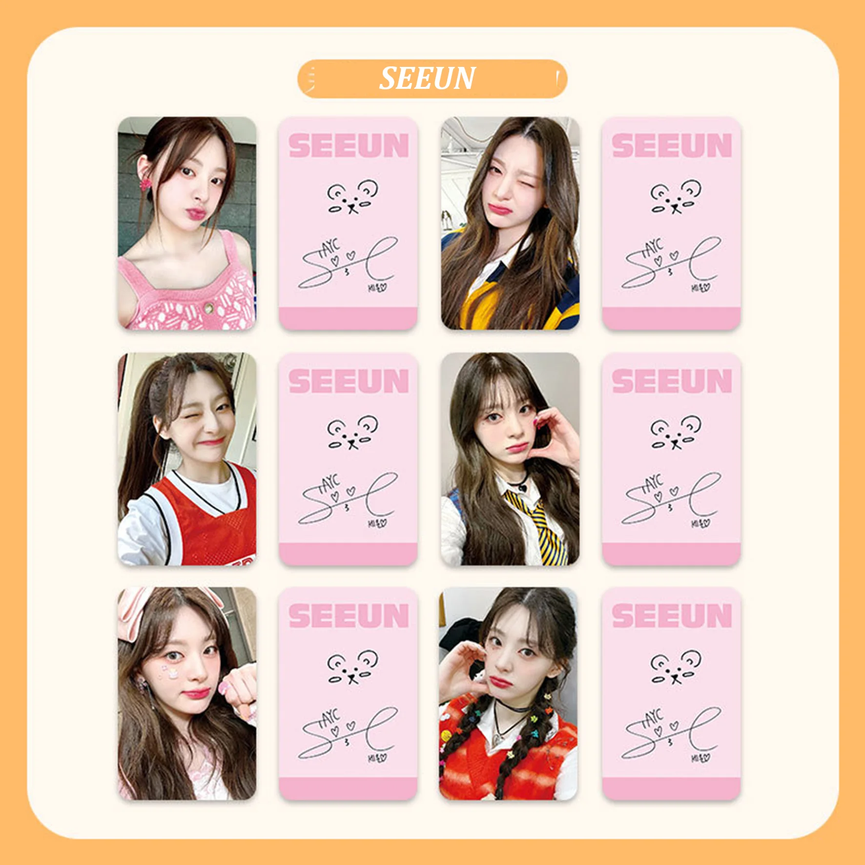 6pcs KPOP STAYC Teddy Bear Album Photocards INS Style Two