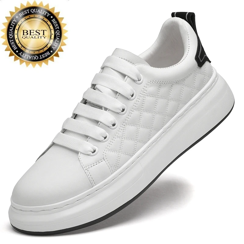 

Casual Leather Men White Genuine Shoes Mens Spring Slip on Lazy Shoe 2024 Fashion Breathable Comfortable Cowhide Flats