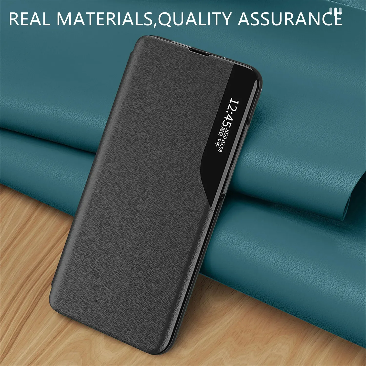 Leather Flip Wallet Phone Case with Magnetic Closure and Stand Feature
