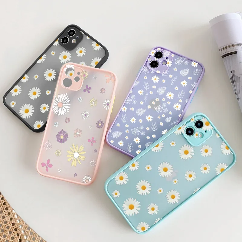Daisy Flower Shockproof Full Screen Case with Color Hard Border