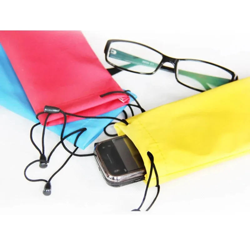 Solid Color Soft Velvet Sunglasses Bag Colorful Portable Drawstring Eyeglasses Pouch Myopia Glass Case Eyewear Storage Accessory