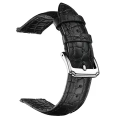 Premium Cowhide Leather Watch Strap - Universal Fit - 22mm (Round Black)