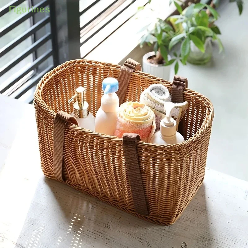 Rattan Fruit Basket Hand-Woven Tray Breakfast Bread Small Basket Fruit Tray Home Living Room Storage Basket Shooting Props - View #6