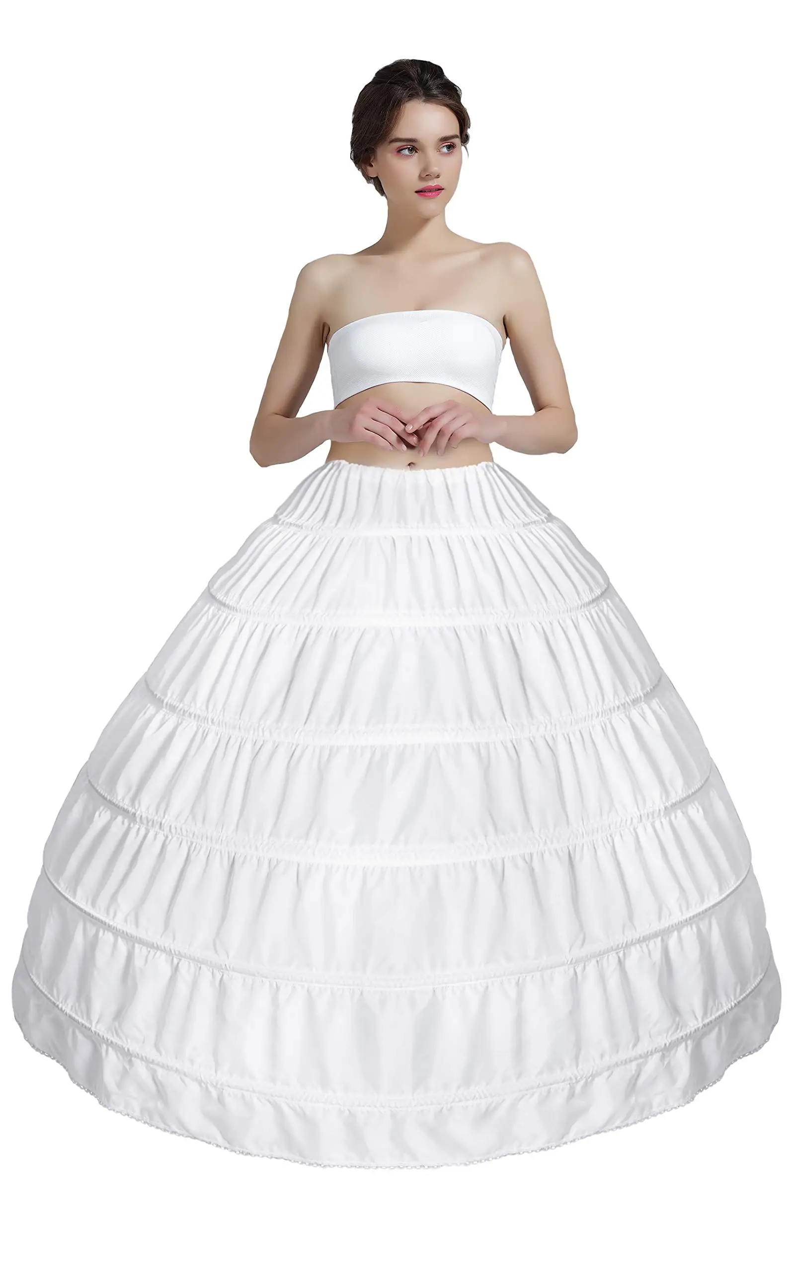 

Full A-line 6 Hoop Floor-Length Bridal Dress Gown Slip Petticoat