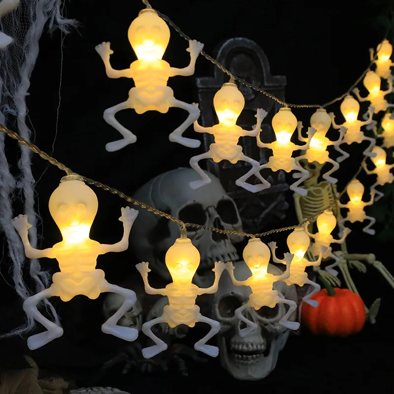 Decorazione Di Halloween Teschio Led String Lights Ghost Festiva Indoor Atmosphere Room Battery Lights Outdoor Festival Waterproof 253