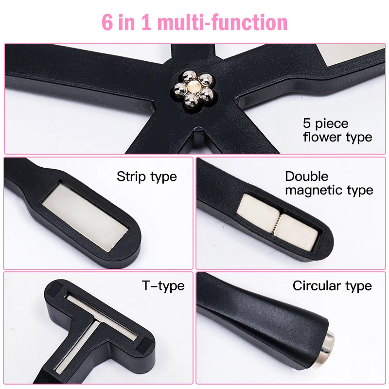 Cat Eye Nail Tool Magnetic Nail Art Tools Magnetic Nail Pen Magnetic Nail Tools Nail Care Tools 6-IN-1 Strong Magnetic Stick For Cat Eye Gel Polish Nail Magnet Tool Magnet Pen Nails Art Design Glitter Effect Manicure Tools