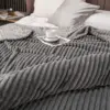 Fashionable wide body solid color striped blanket flannel blanket cover blanket 2