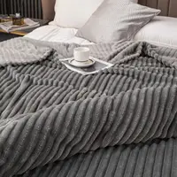 Fashionable wide body solid color striped blanket flannel blanket cover blanket 2