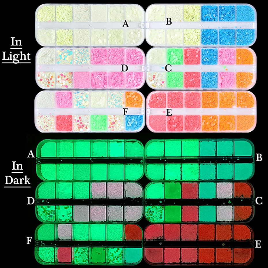 Luminous Nail Neon Glitter Sequin Butterfly Hexagon Fluorescent Green Flake Glow in the Dark Nail Art Manicure Decoration BE1861