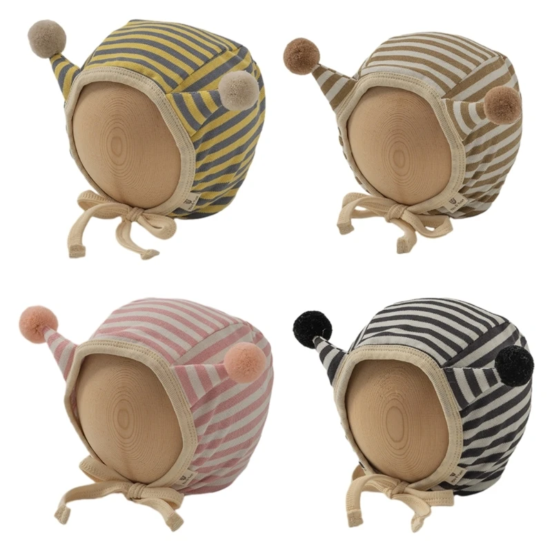 

Baby Striped Hat Stylish and Warm Infant Ear Protections Bonnet Cap Chin Strap Designed Hats with Antenna Alike Ears