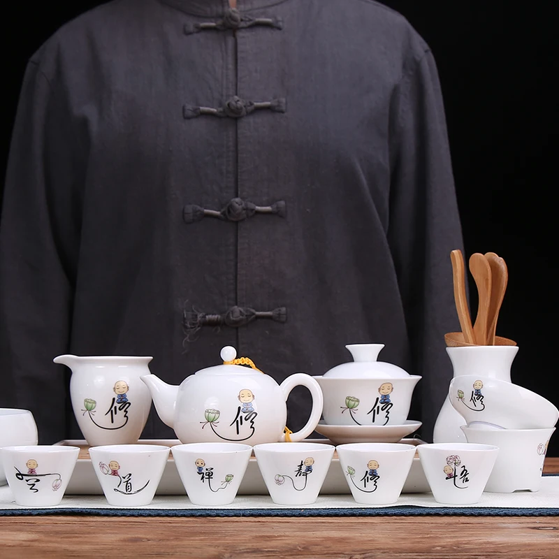 White Porcelain Kung Fu Teaset Spare Parts Household Ceramic Cover Bowl Personal Tea Brewer Tea Bowl Preparation