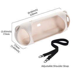 Silicone Travel Protective Carrying Case with Shoulder Strap for Wireless Bluetooth Speaker (Beige)