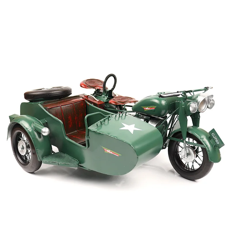 

Three-wheeled Motorcycle Model Restore Ancient Ways The Sidecar Partial Tricycle TV Ark Window Decoration Furnishing Articles