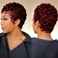 Perruque ondulée courte en cheveux humains Remy de 6 pouces avec frange |   Perruque 150 % de densité, entièrement fabriquée à la machine, facile à porter au quotidien et pour les fêtes 4