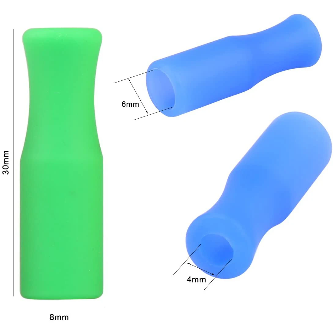 12PCS 금속 밀짚 커버 실리콘 밀짚 팁, 여러 가지 빛깔의 식품 등급 밀짚 팁 커버는 6MM Outdiameter 밀짚에만 적합