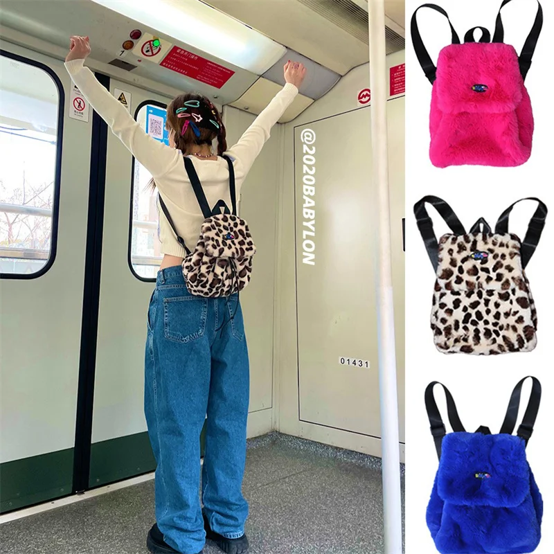 High Quality Women's Luxury Plush Backpack 100% Rex Rabbit Fur Premium Backpack Fluffy Soft Rabbit Fur Backpack