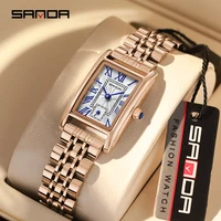Fashion SANDA 1116 New Elegant Design Rectangle Dial Water Resistant Quartz Movement Business Women Analog Wrist Watch