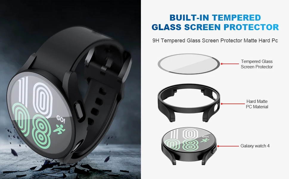 Glas gehäuse für Samsung Galaxy Uhr 5 4 40mm 44mm Zubehör PC Allround Anti-Fall Stoßstange Abdeckung Uhr 5 Uhr 4 Displays chutz folie – Detail 11