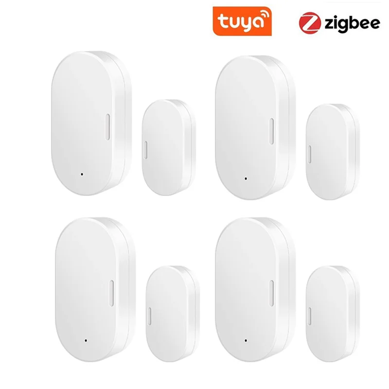 Tuya Door Window Sensor Zigbee Smart Home Security Detector Alarm Real Time Voice Control Work with Alexa Google Home Smart Life emergency call button for elderly Alarms & Sensors