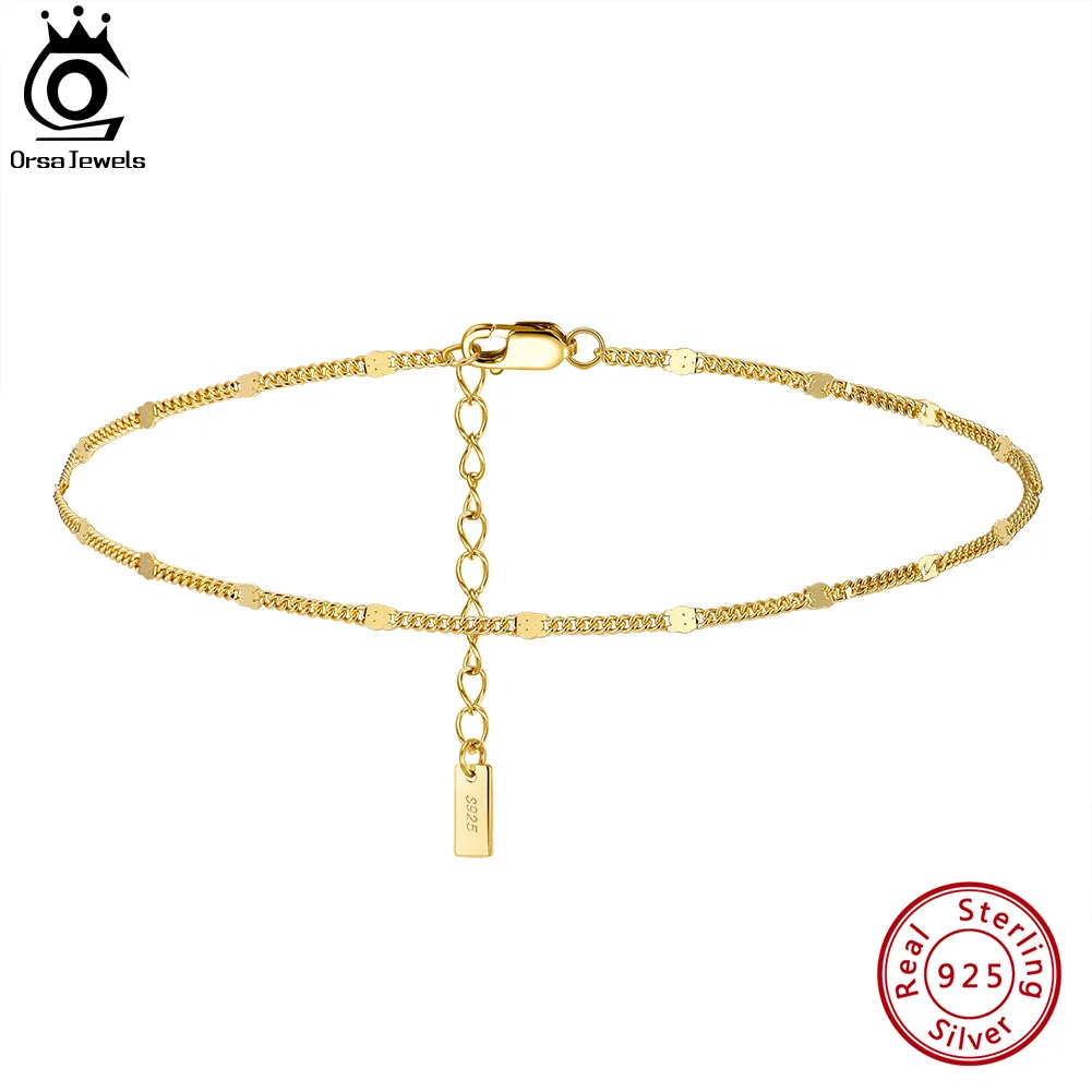 14K Gold 1.2mm Italian Cuban Chain Anklet For Women 925 Sterling Silver Fine Summer Beach Foot Bracelet Anklets