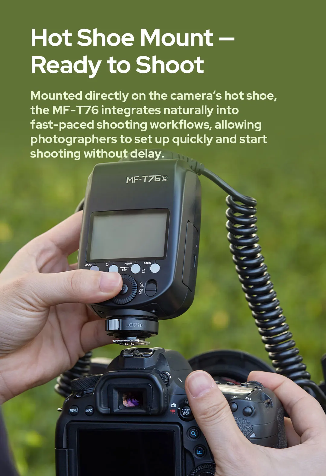 Godox MF-T76 매크로 트윈 플래시는 TTL 자동 측광을 지원합니다.