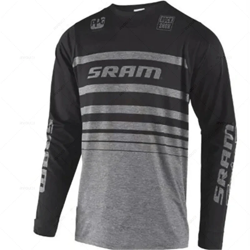 thumbnail image 1 of Nueva camiseta de ciclismo de manga larga Sram para moto todoterreno, para descenso, resistencia, carreras de montaña, poliéster, transpirable, de secado rápido, 1 of 4