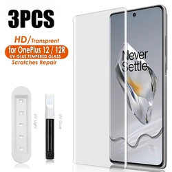 Tempered Glass Screen Protector UV Set - 3 Pack, Edge - to - Edge Coverage, Sensitive Touch & Scratch Resistant - 3Glass 3Glue 1Lamp (For OnePlus 12)