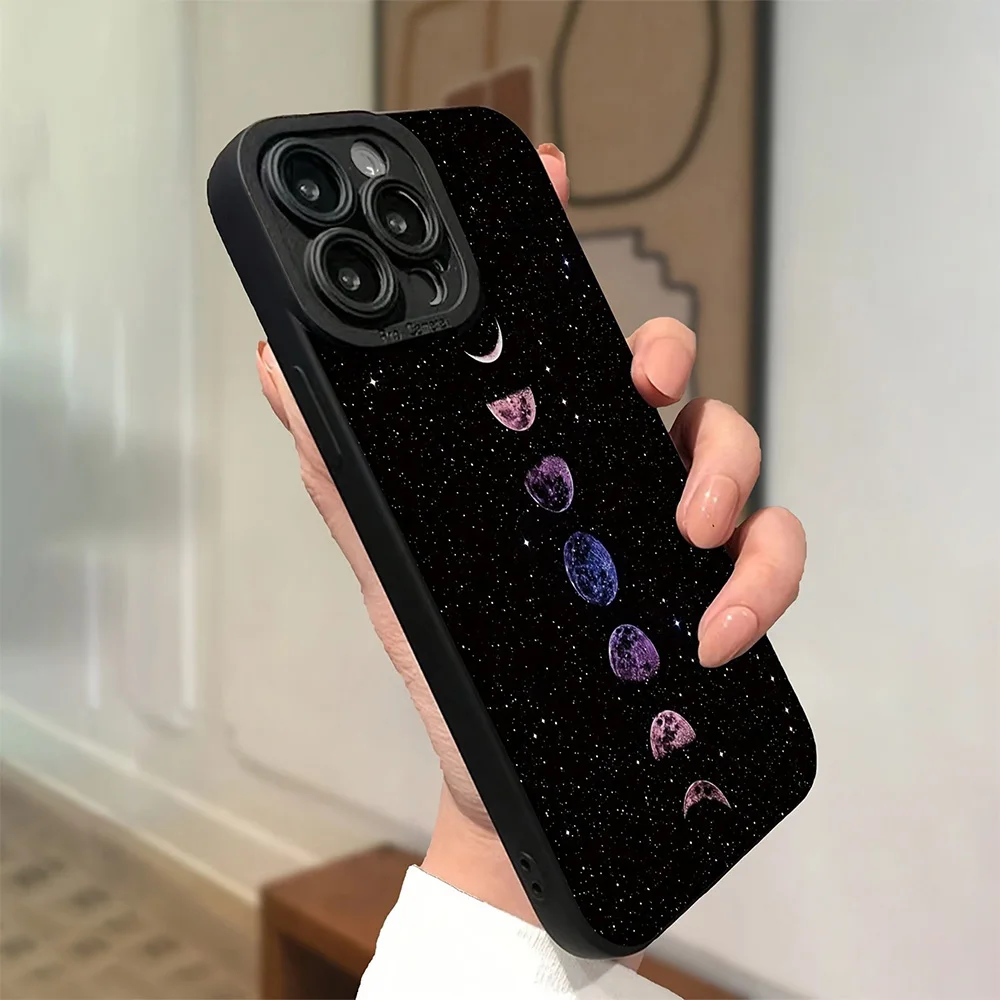 Glitter Eclipse Painted Case with Precise Hollow Moon and Star Design