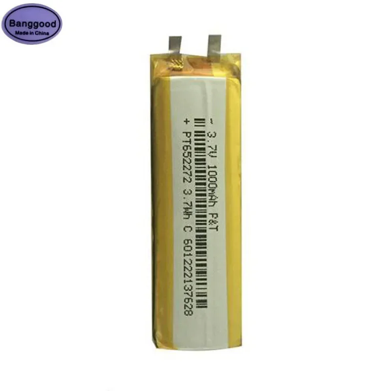 

Banggood 3.7V 1000mAh 652272 Lipo Polymer Lithium Rechargeable Li-ion Battery Cells for GPS Bluetooth MP4 MP5 Toys Powerbank