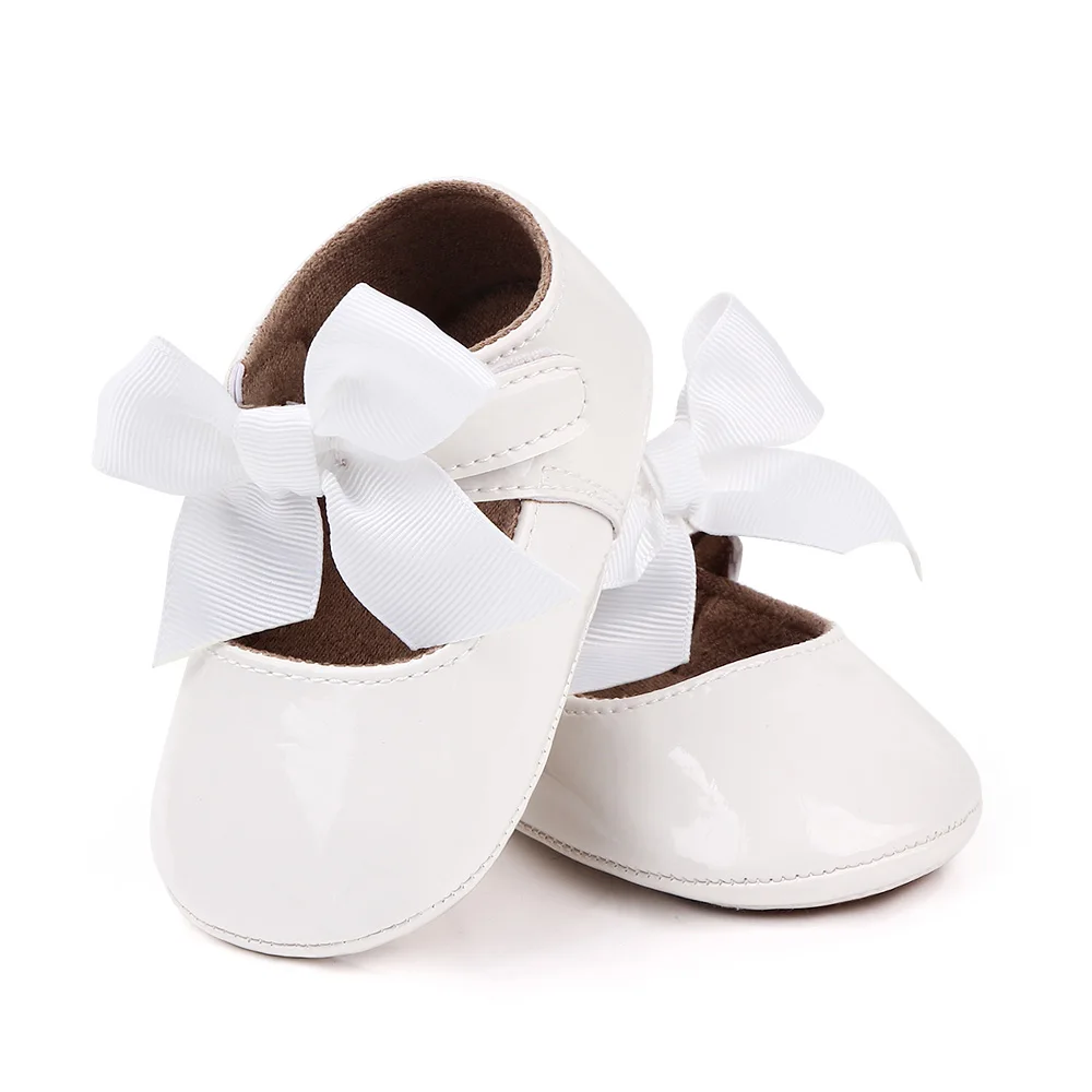 Baby Girl Princess Shoes High Quality PU and TPR Anti-slip Cute Bowknot Toddler Birthday Party Shoes for 0-18 M 2023 New Fashion 4