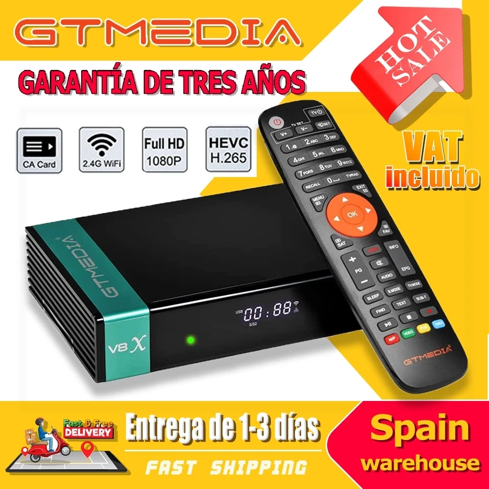 Gtmedia decodificador de TV Satelital V8X DVB S2, V8 Nova, V9 Super