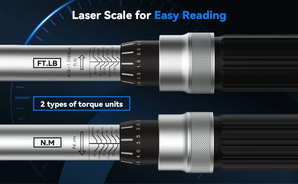 High-precision Torque Wrench Set 1/4" 2-24N.m 3/8" 5-60N.m 1/2" 20-220N.m Preset