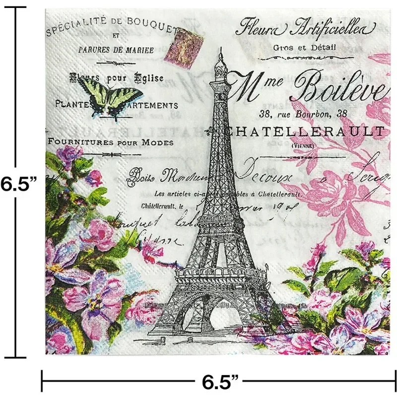 Disposable Paper Placemats Paper Napkins 20pcs 33*33cm Titan Butterfly Element Party Decoration