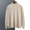 Spring and Autumn New 100% Pure Cashmere Sweater Men's Double Layered Half High Collar Pullover Youth Knitted Seamless Sweater 2