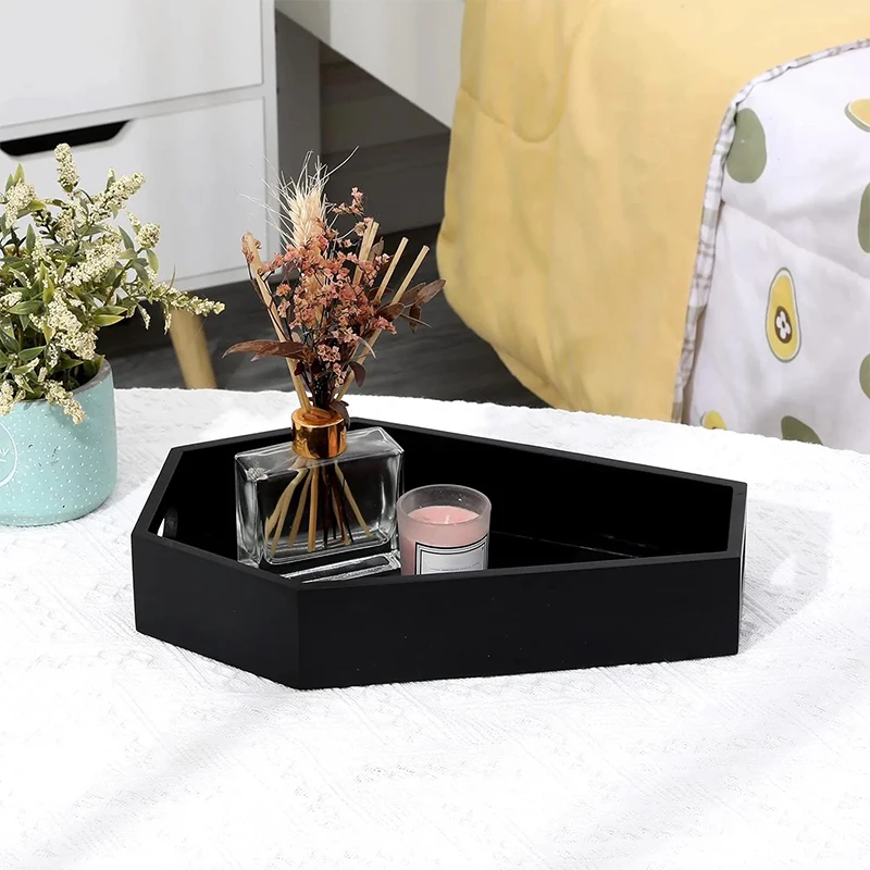 Coffin Shape Black Tray Storage Box Gothic Home Wood Tray Halloween Decoration Birthday ChristmasThanksgiving Day Present Gift 4