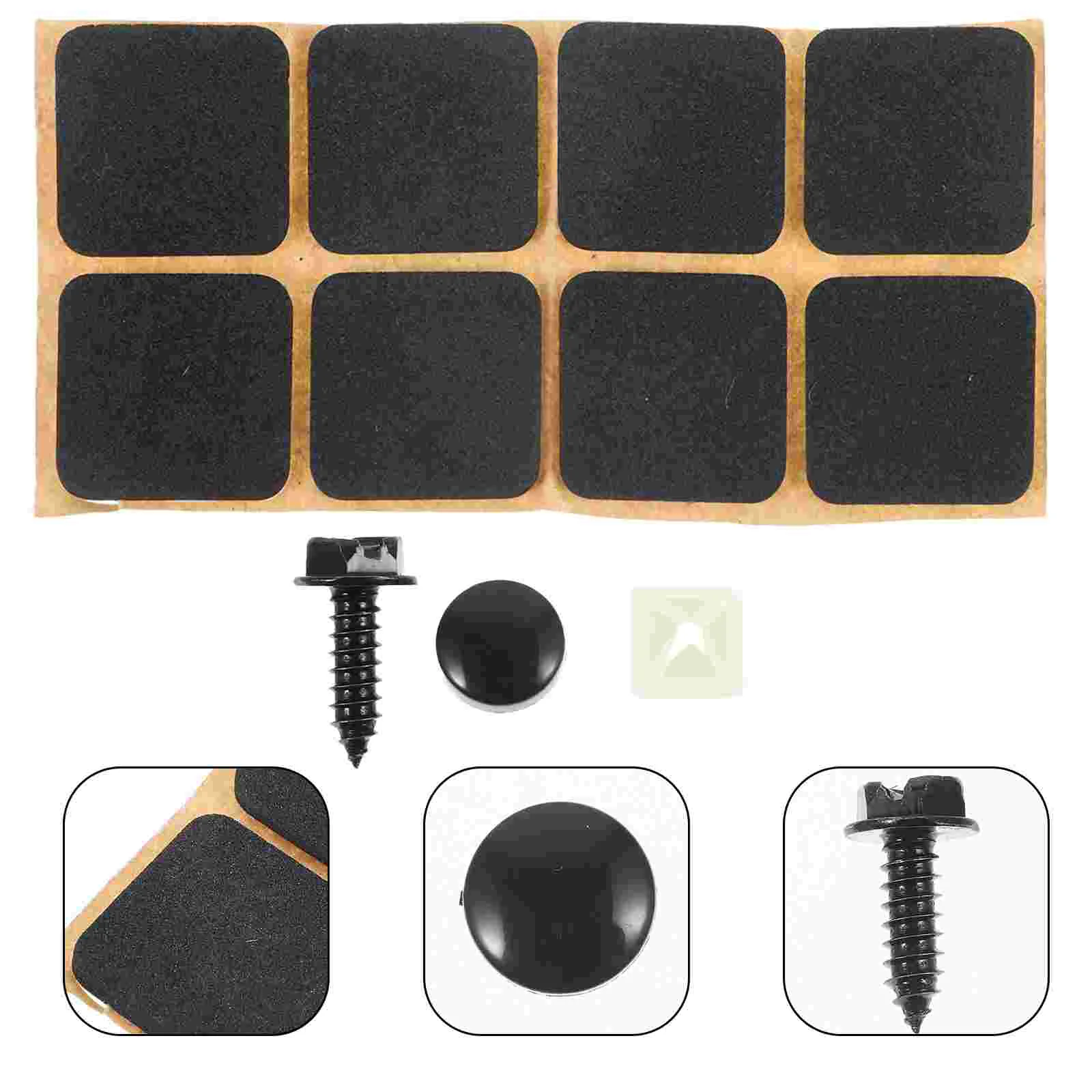 

8 Sets Car Accessories License Plate Screw Screws Bolts Kit Black for Plates Security