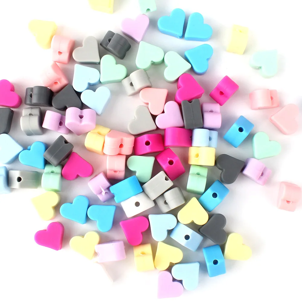 10Pcs Mini Heart Star Silicone Beads Baby Teething Beads Pacifier Chain Food Grade Nuring Teether Necklace Accessories Diy