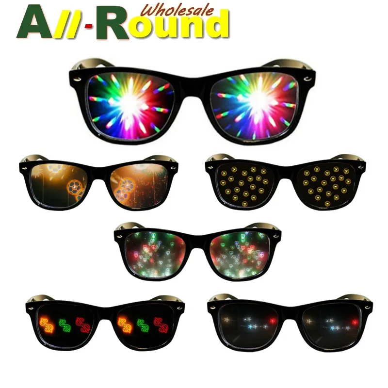 Funny 3D Glasses Love and Star Special Effects 3D Glasses Firework Diffraction Eyewear Mirror Light Rainbow Show Part