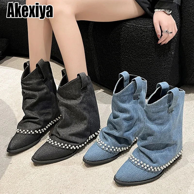 

Low Heel Ladies Ankle Boots Shoes Pointed Toe Slip On Fashion Western Chelsea Short Boots Shoes For Woman Footwear bc7185