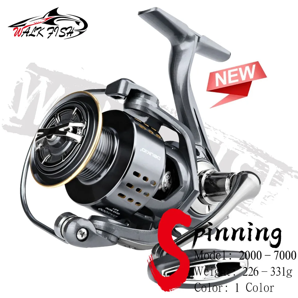 

WALK FISH Newest Spinning Fishing Reel 2000-7000 Ultralight 5.2:1 Surfcasting Spinning Reel Saltwater Jigging Reels Fishing