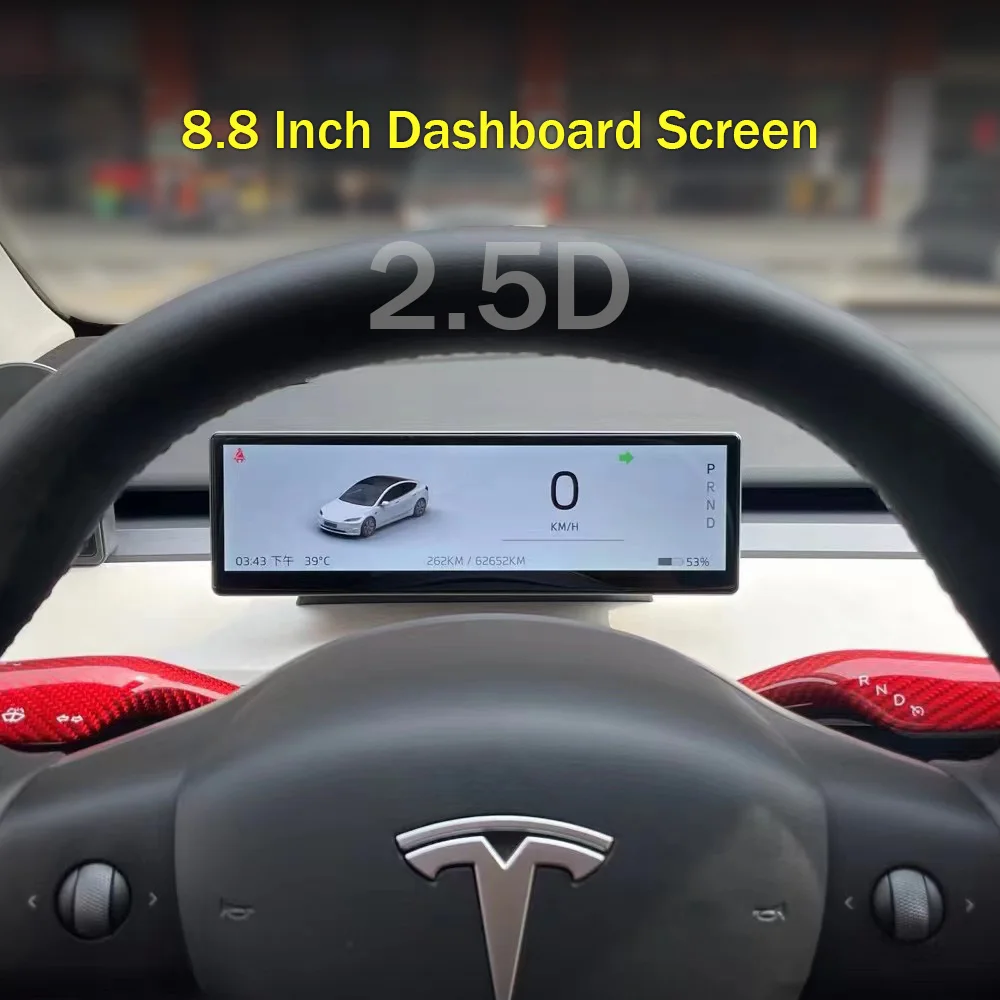 

SATONIC 8.8 Inch Smart Dahsboard Wireless Carplay Screen For Tesla Model 3 & Y Support Carplay Andriod Auto Free Air Vent Camera