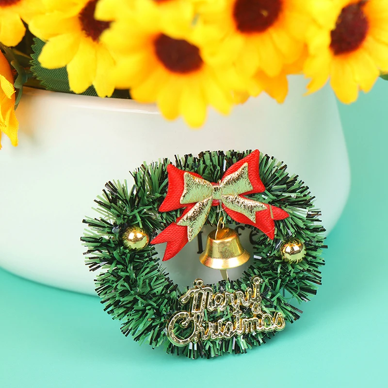 Mini Christmas Garland Wreath Christmas Hat Scarf Dollhouse Decor Miniature Christmas Tree Best Gift for Kids Furniture Toys 2