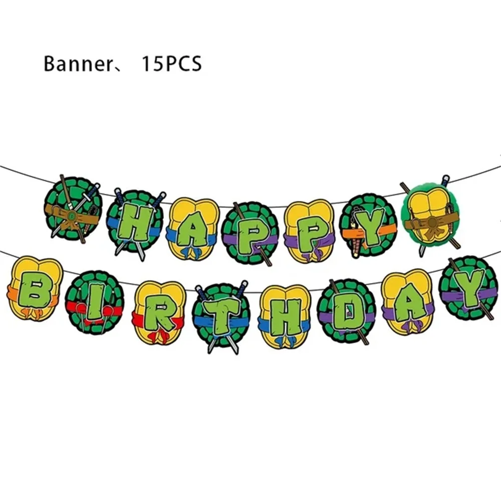 Ninja Turtles Birthday Party Supplies Tableware Balloon Banner Backdrop Cake Topper Boy Girl Birthday Products Baby Shower Decor