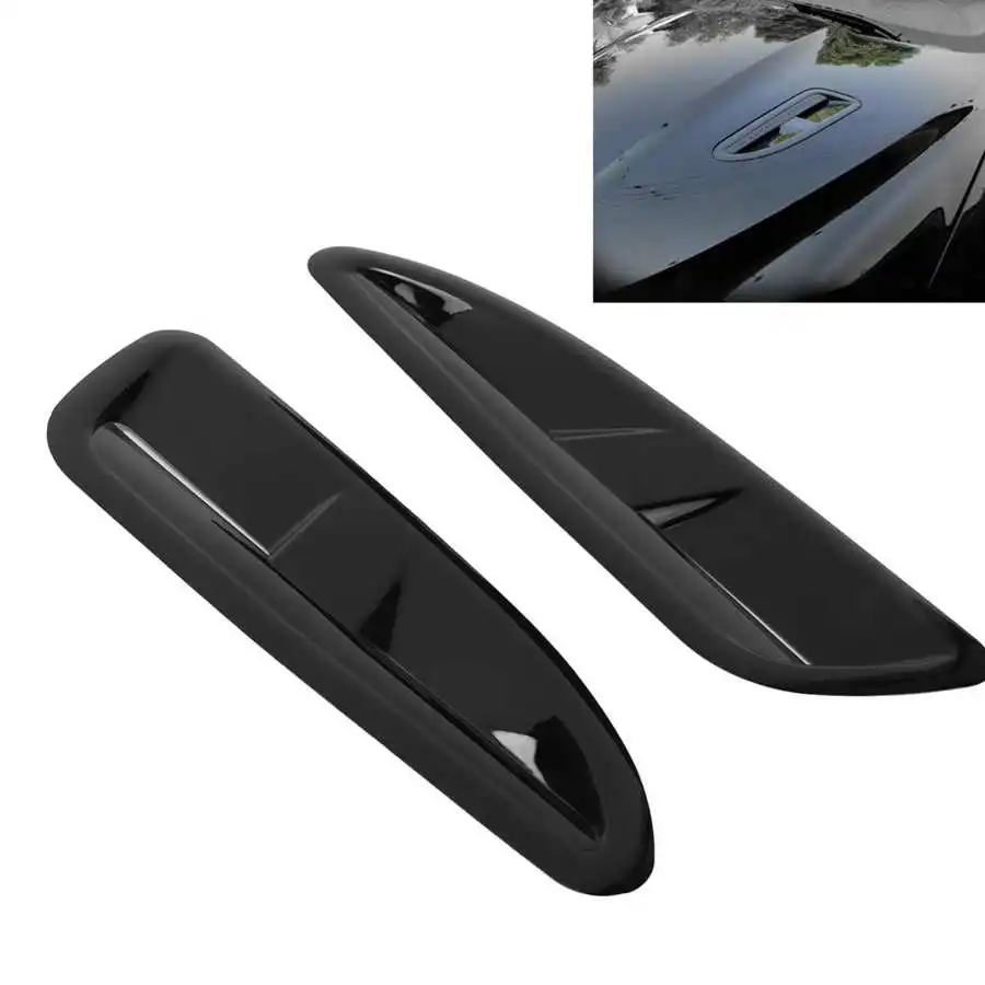 2pcs Car Bonnet Vents Hood Air Vent Cover Trim ABS Glossy Black Universal Auto Body Parts ABS