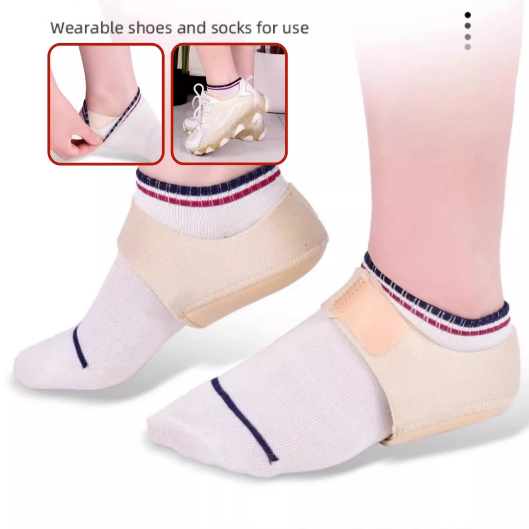 Silicone Heel Pads 1 Pair Shock Absorption Relieving Leg Pressure Adjustable Straps Prevent Slipping Insoles